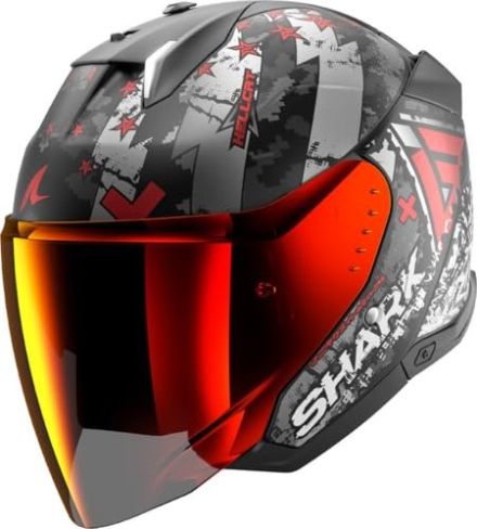 Шлем shark skwal i3 jet hellcat mat black/silver/red