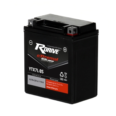 МОТО АККУМУЛЯТОР RDRIVE EXTREMAL SILVER YTX7L-BS