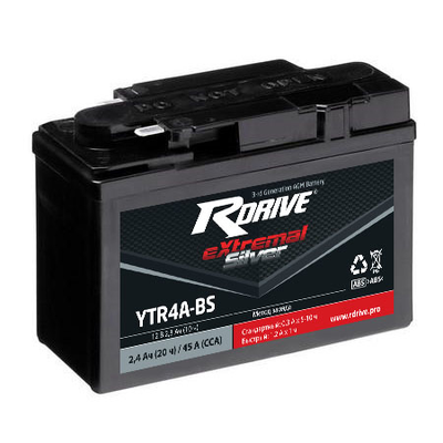 МОТО АККУМУЛЯТОР RDRIVE EXTREMAL SILVER YTR4A-BS