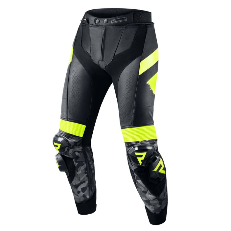 Штаны кожаные rebelhorn rebel black/flo yellow