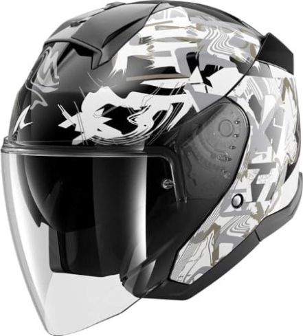 Шлем shark skwal jet pranz black/white/gold