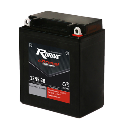 МОТО АККУМУЛЯТОР RDRIVE EXTREMAL SILVER 12N5-3B