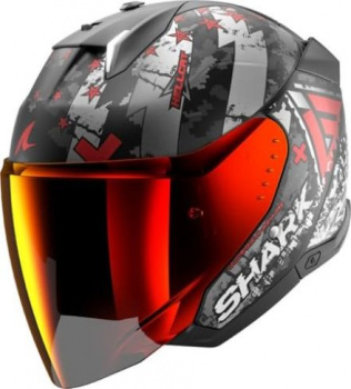 Шлем shark skwal i3 jet hellcat mat black/silver/red