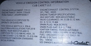 Cub Cadet Challenger 750 EPS, 2018 г.