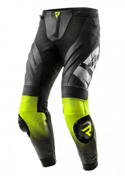 Брюки кожаные rebelhorn inferno black/white/fluo yellow