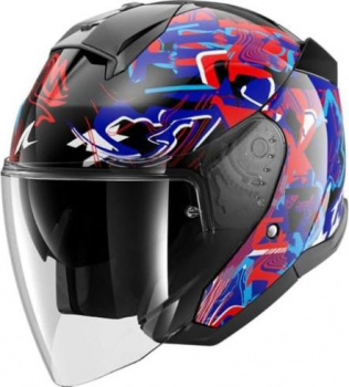 Шлем shark skwal jet pranz black/red/blue