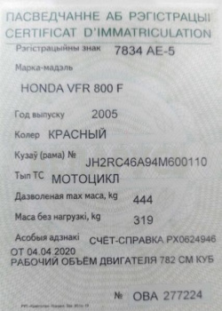 Honda VFR, 2005 г.