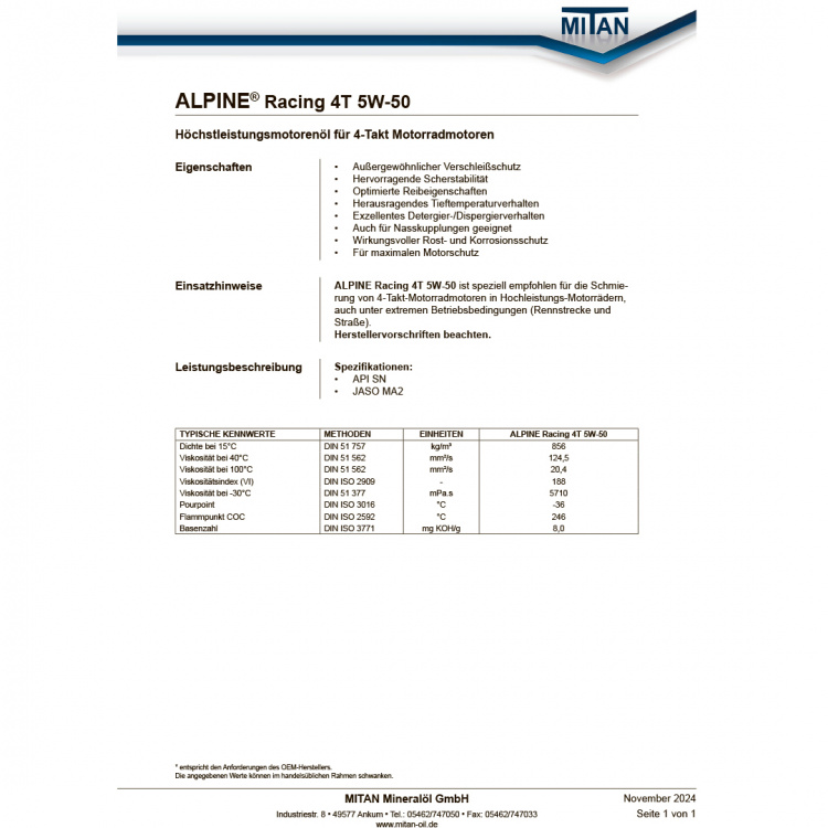 Alpine Racing 4T 5W-50