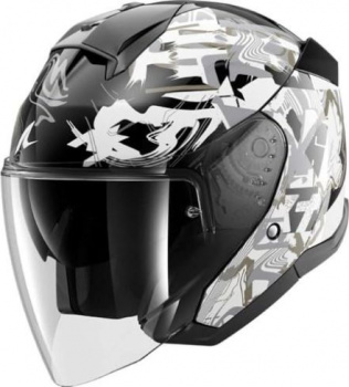 Шлем shark skwal jet pranz black/white/gold